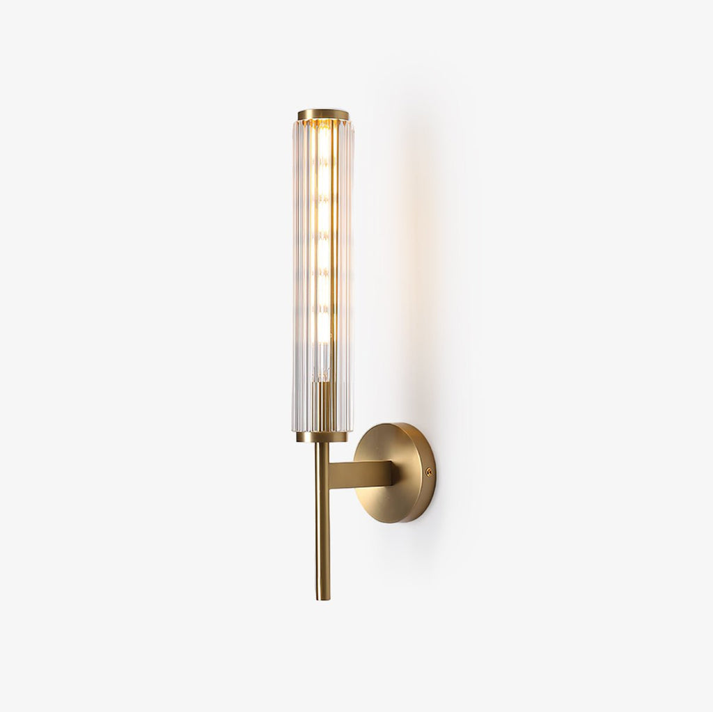 Glass Linear Brass Wall Light, Hardwired Wall Sconce, Metal, Dia 6cm x H 47cm