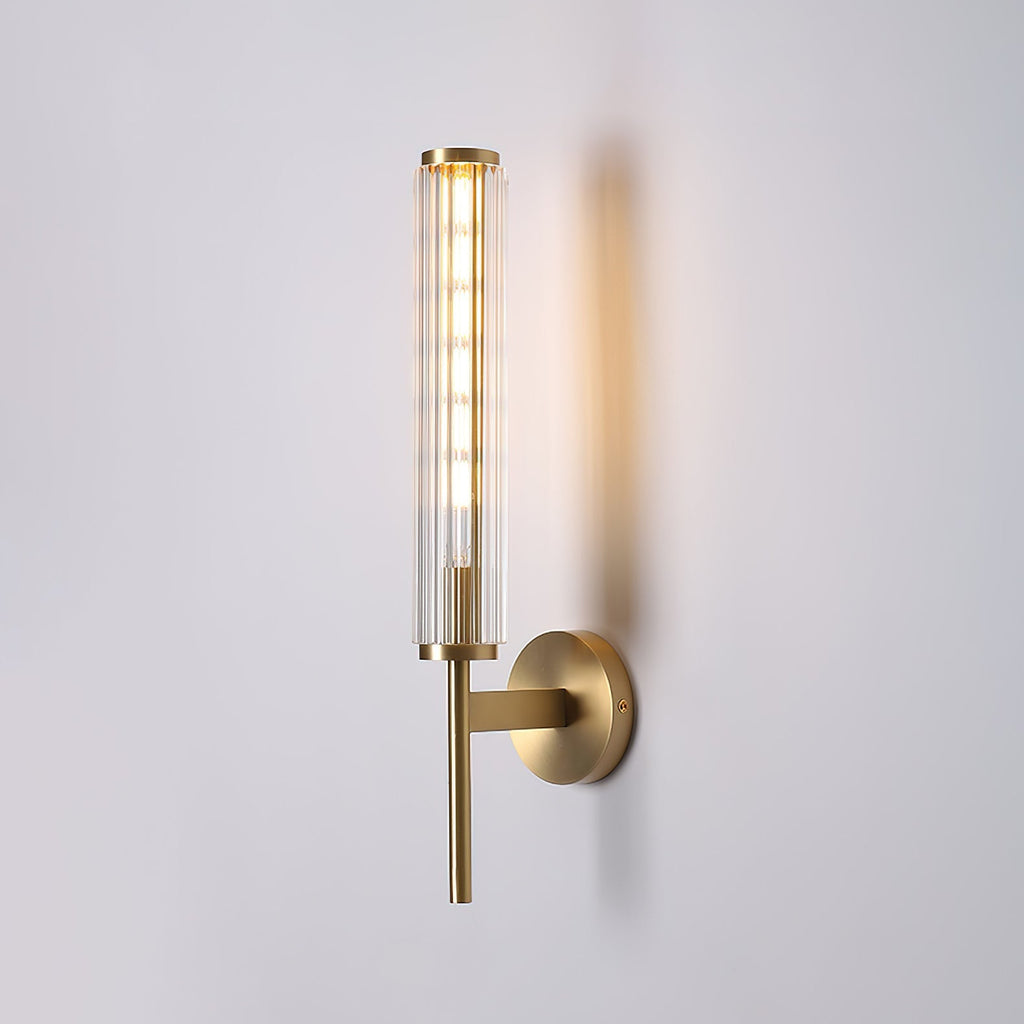 Glass Linear Brass Wall Light, Hardwired Wall Sconce, detail 15