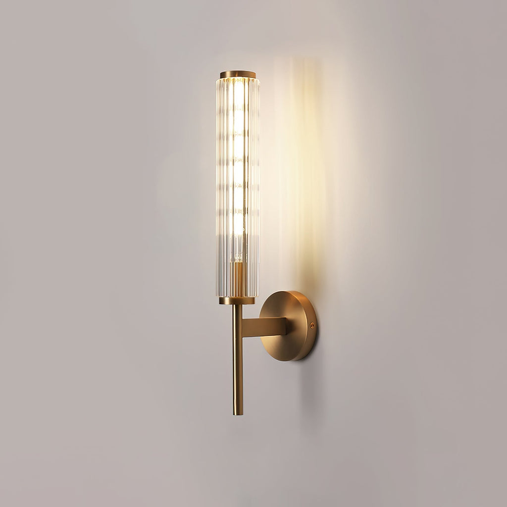 Glass Linear Brass Wall Light, Hardwired Wall Sconce, detail 4