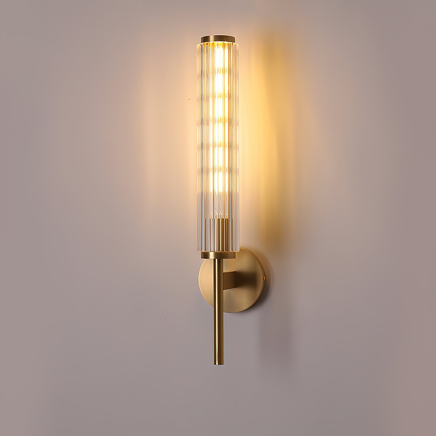 Glass Linear Brass Wall Light, Hardwired Wall Sconce, detail 3