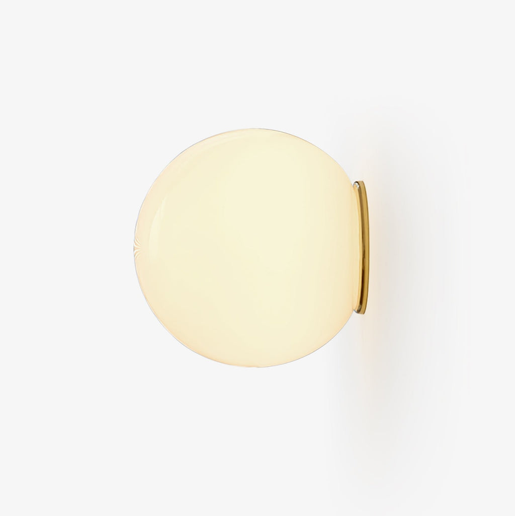 Glass Mini Orb Wall Light, Hardwired Wall Sconce, Brass, Dia 15cm x H 15cm
