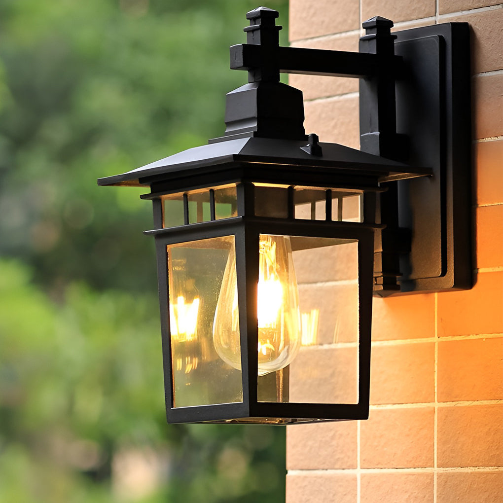 Glass LED Waterproof Retro Exterior Wall Light Wall Light Lighting without Bulb, Outdoor Wall Light, Die-cast Aluminum, H 11in