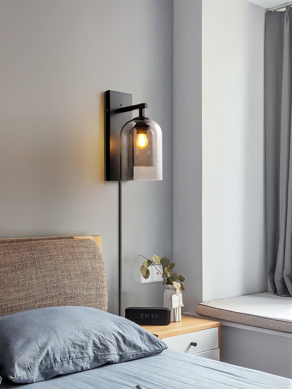 Glass Tubular Plug-In Wall Light, Plug-In Wall Sconce, detail 3