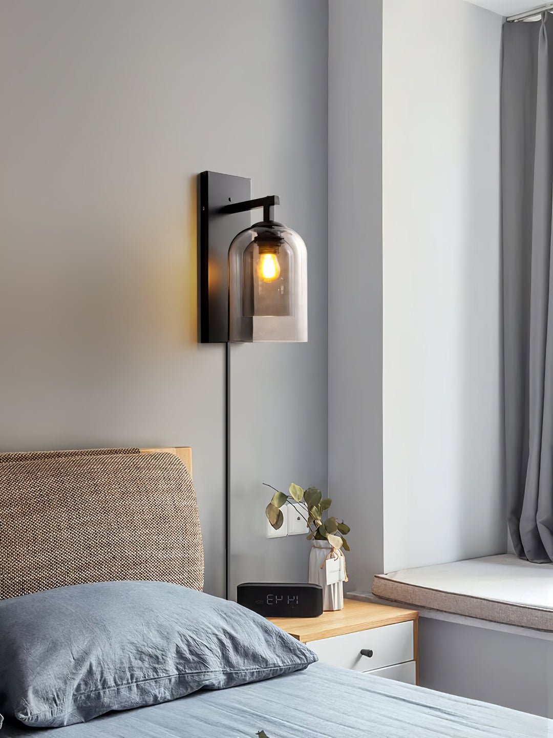 Glass Tubular Plug-In Wall Light, Plug-In Wall Sconce, detail 3