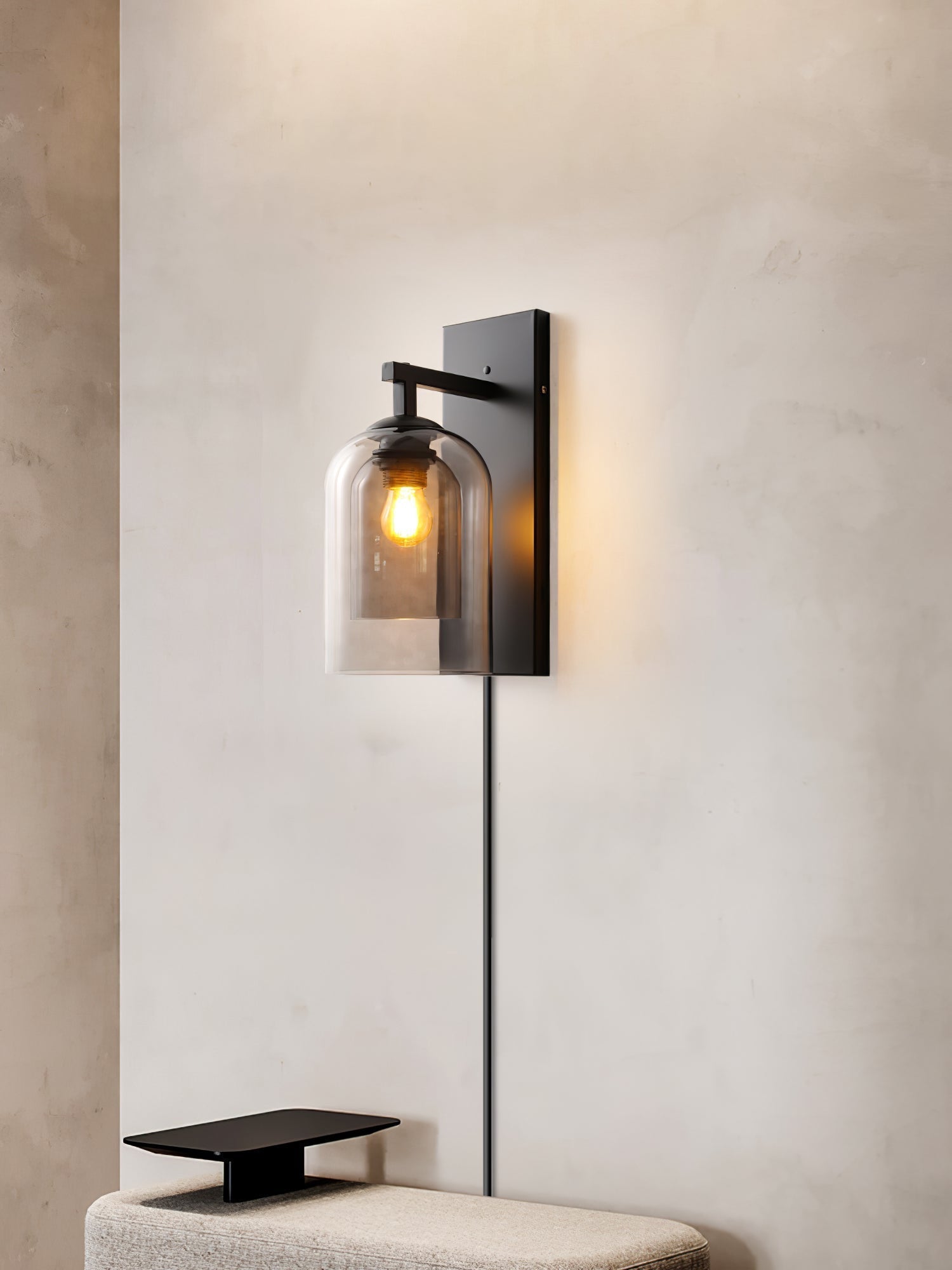 Glass Tubular Plug-In Wall Light, Plug-In Wall Sconce, detail 7