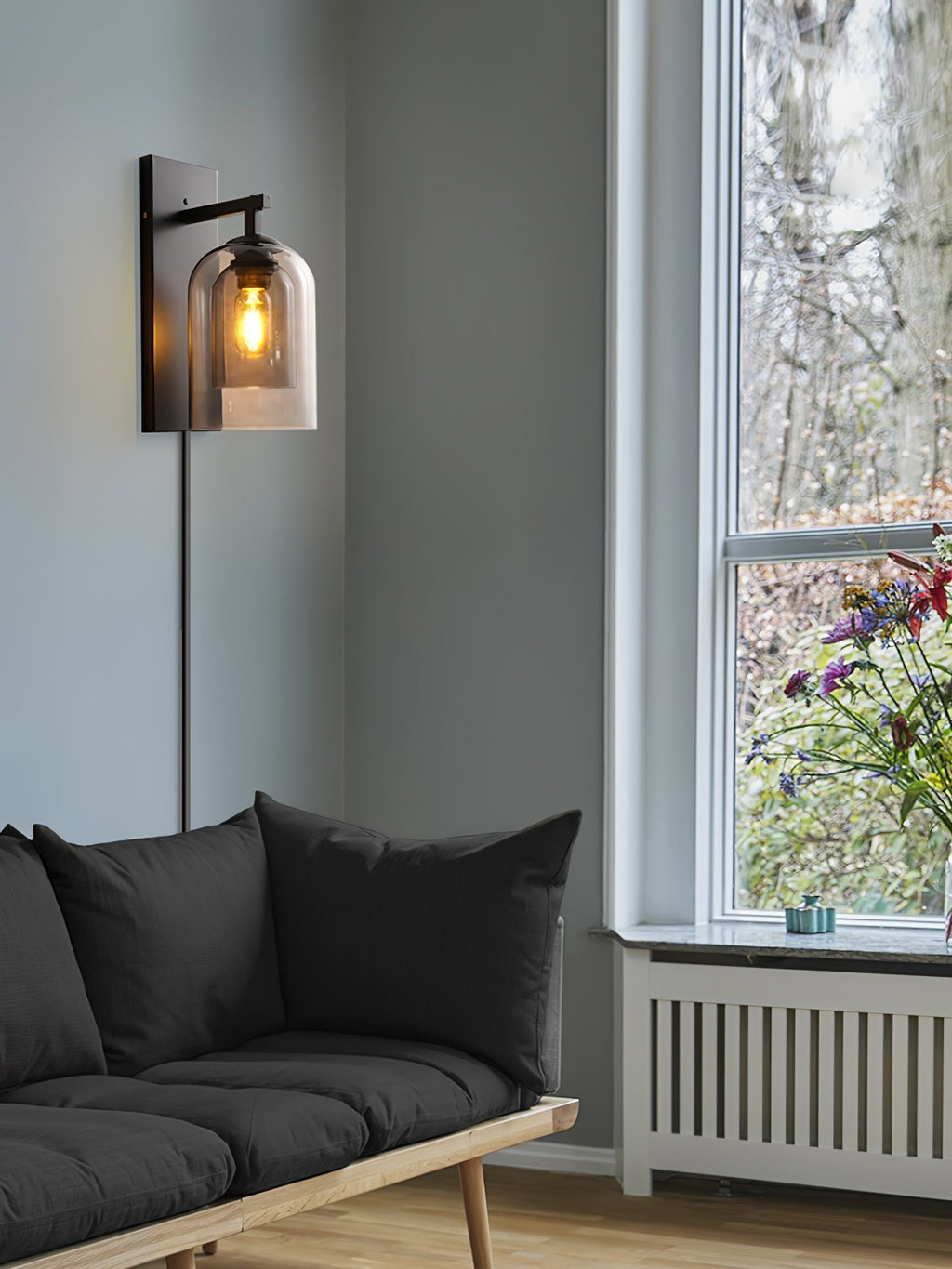 Glass Tubular Plug-In Wall Light, Plug-In Wall Sconce, detail 5