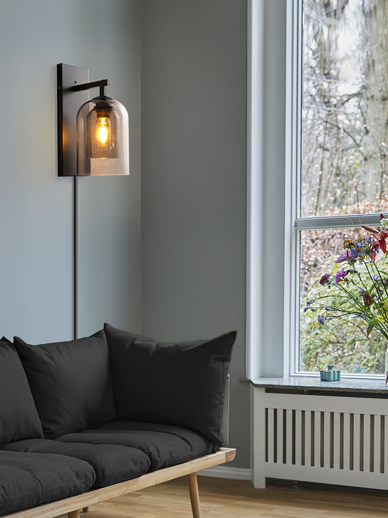 Glass Tubular Plug-In Wall Light, Plug-In Wall Sconce, detail 5