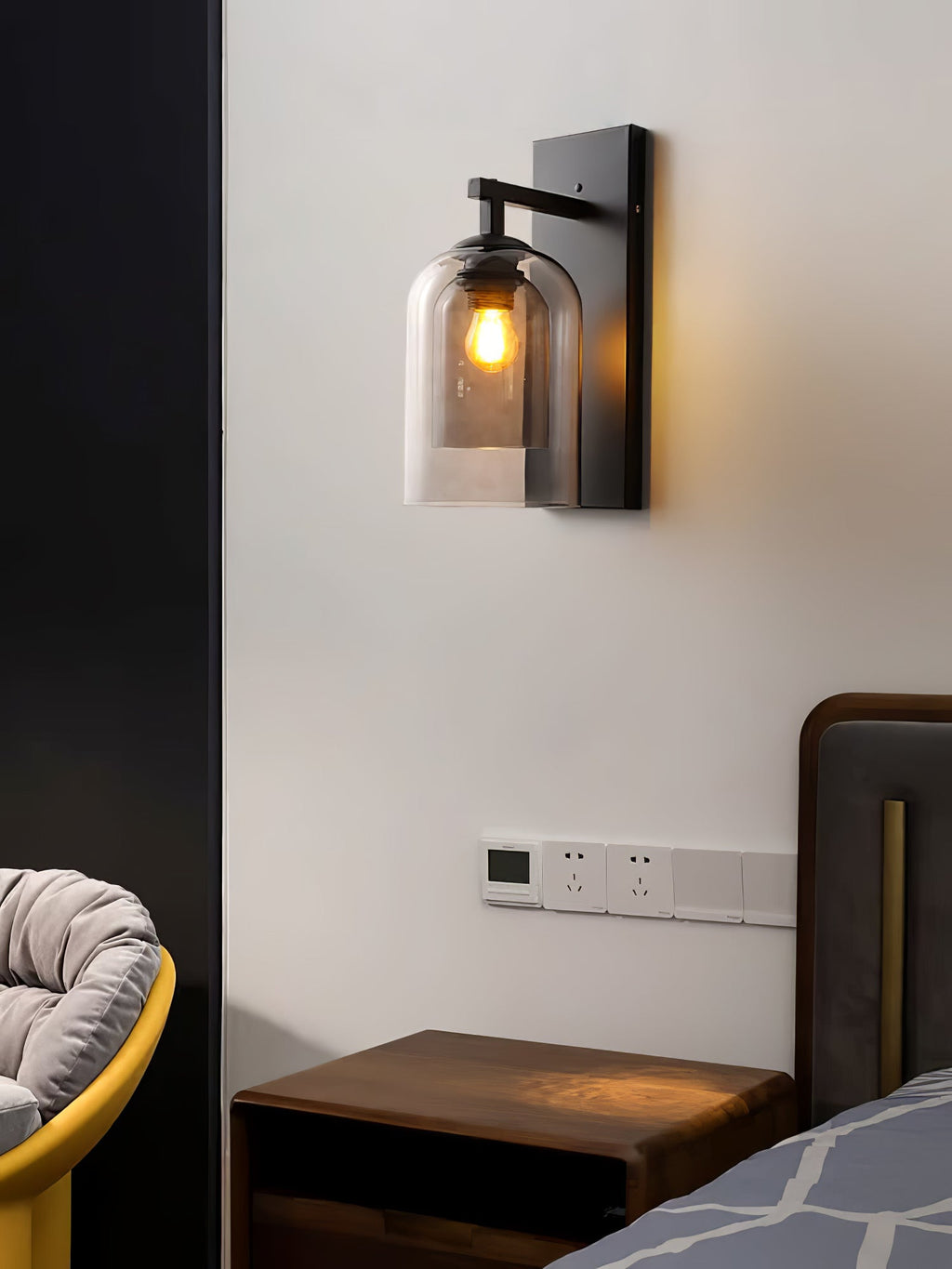 Glass Tubular Wall Light, Hardwired Wall Sconce, detail 5