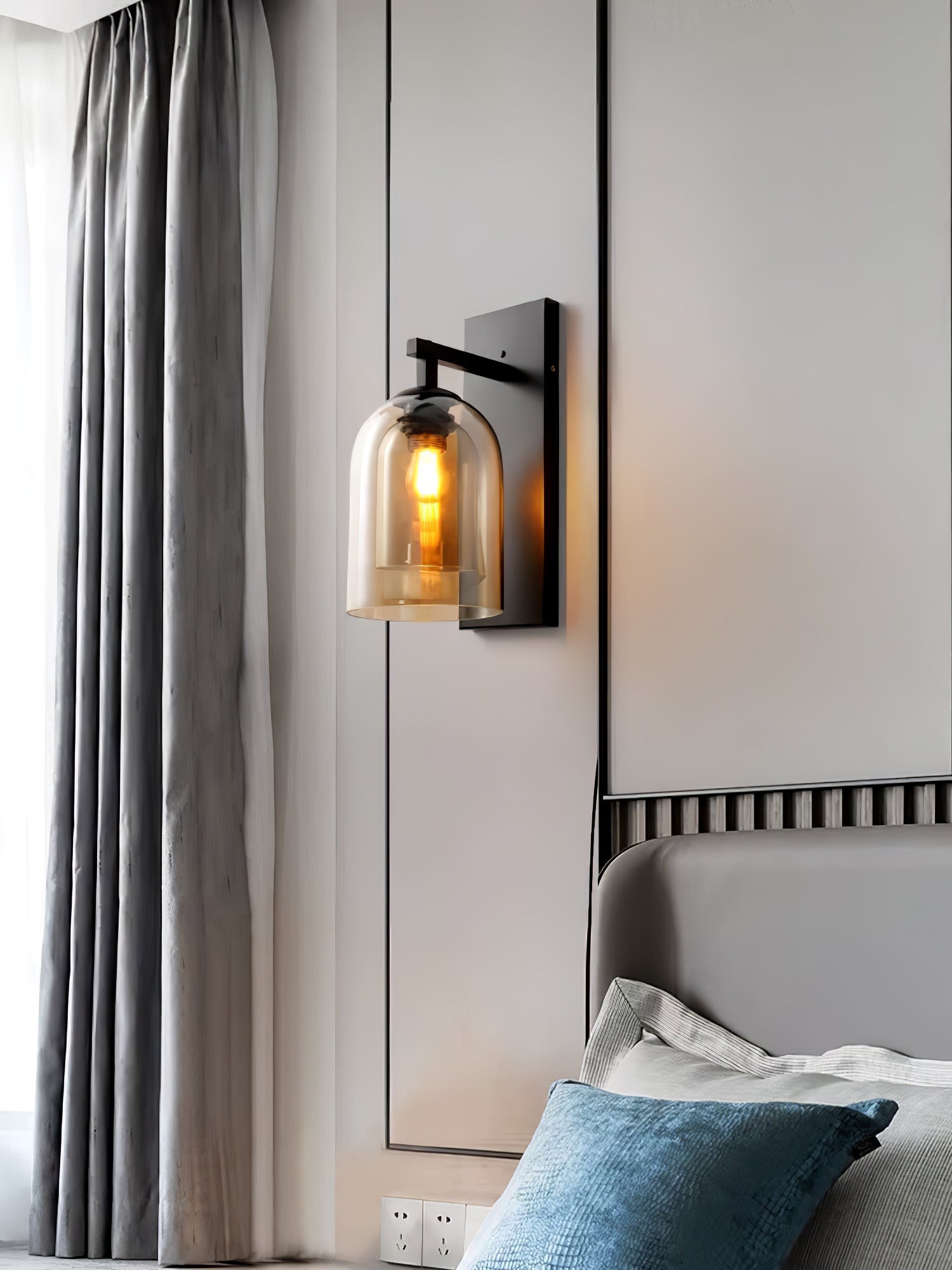 Glass Tubular Wall Light, Hardwired Wall Sconce, detail 6