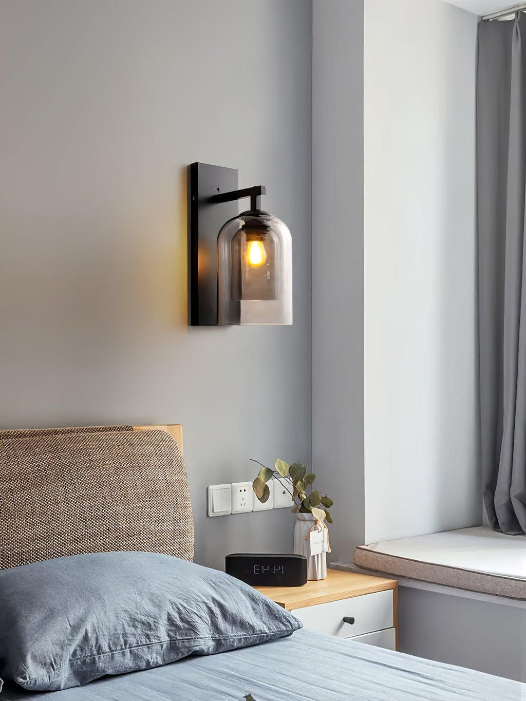 Glass Tubular Wall Light, Hardwired Wall Sconce, detail 3