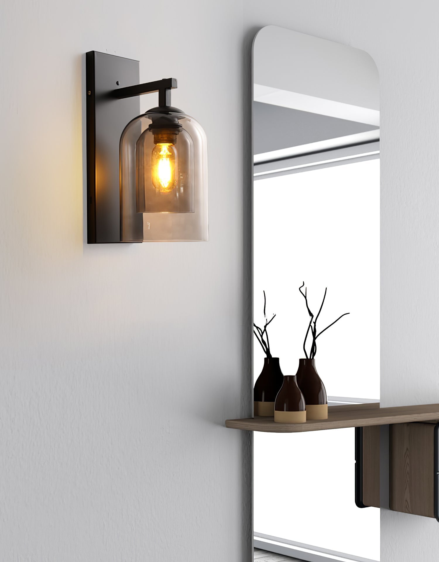 Glass Tubular Wall Light, Hardwired Wall Sconce, detail 4