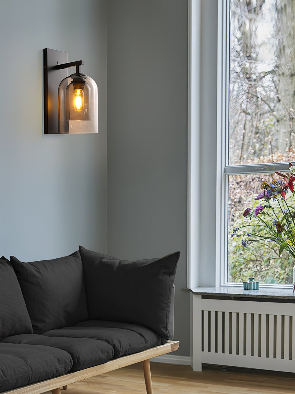 Glass Tubular Wall Light, Hardwired Wall Sconce, detail 9