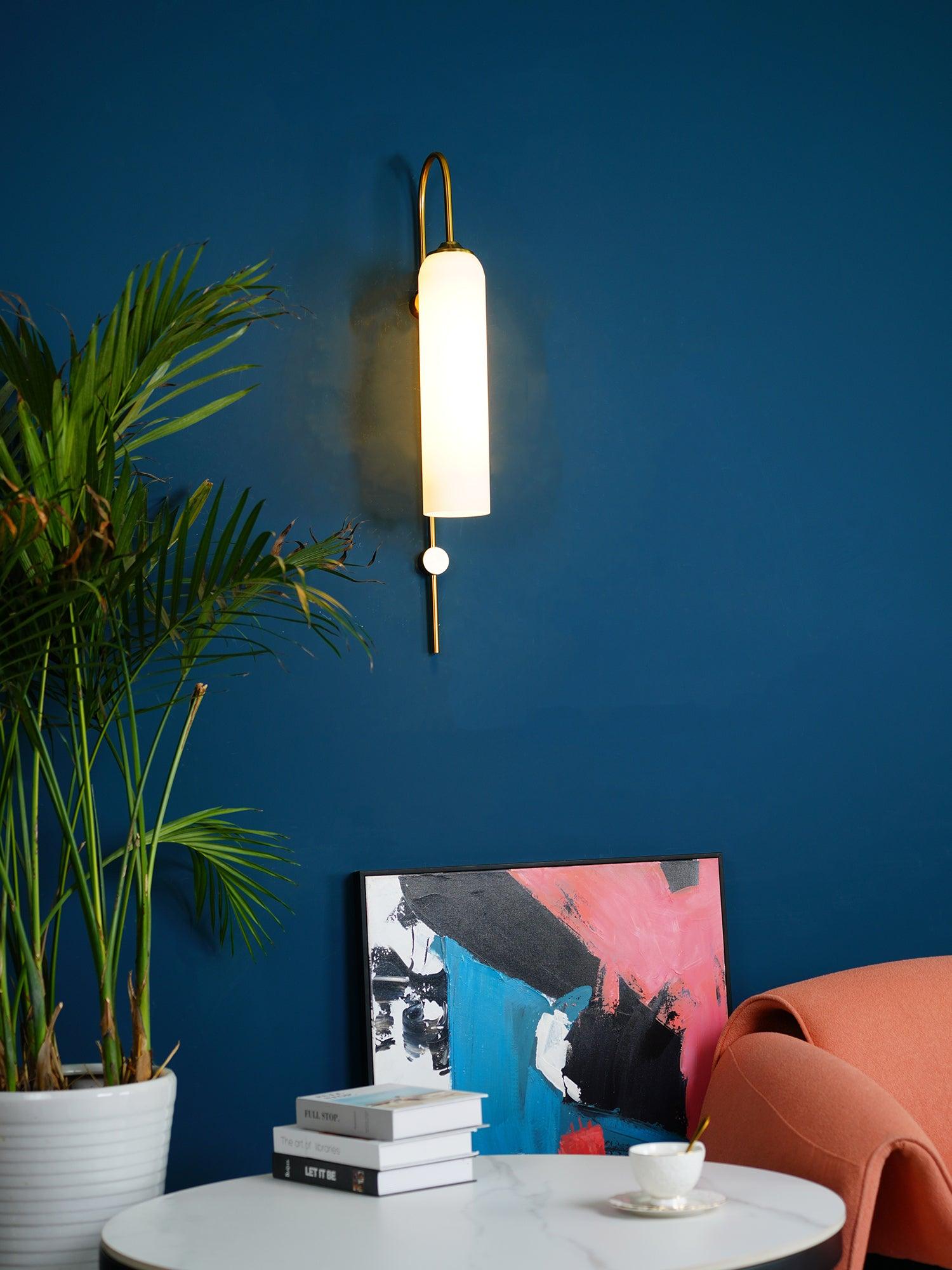 Contemporary Glass Wall Light - W 19cm x H 80cm Metal, Plug-In Wall Sconce, detail 12