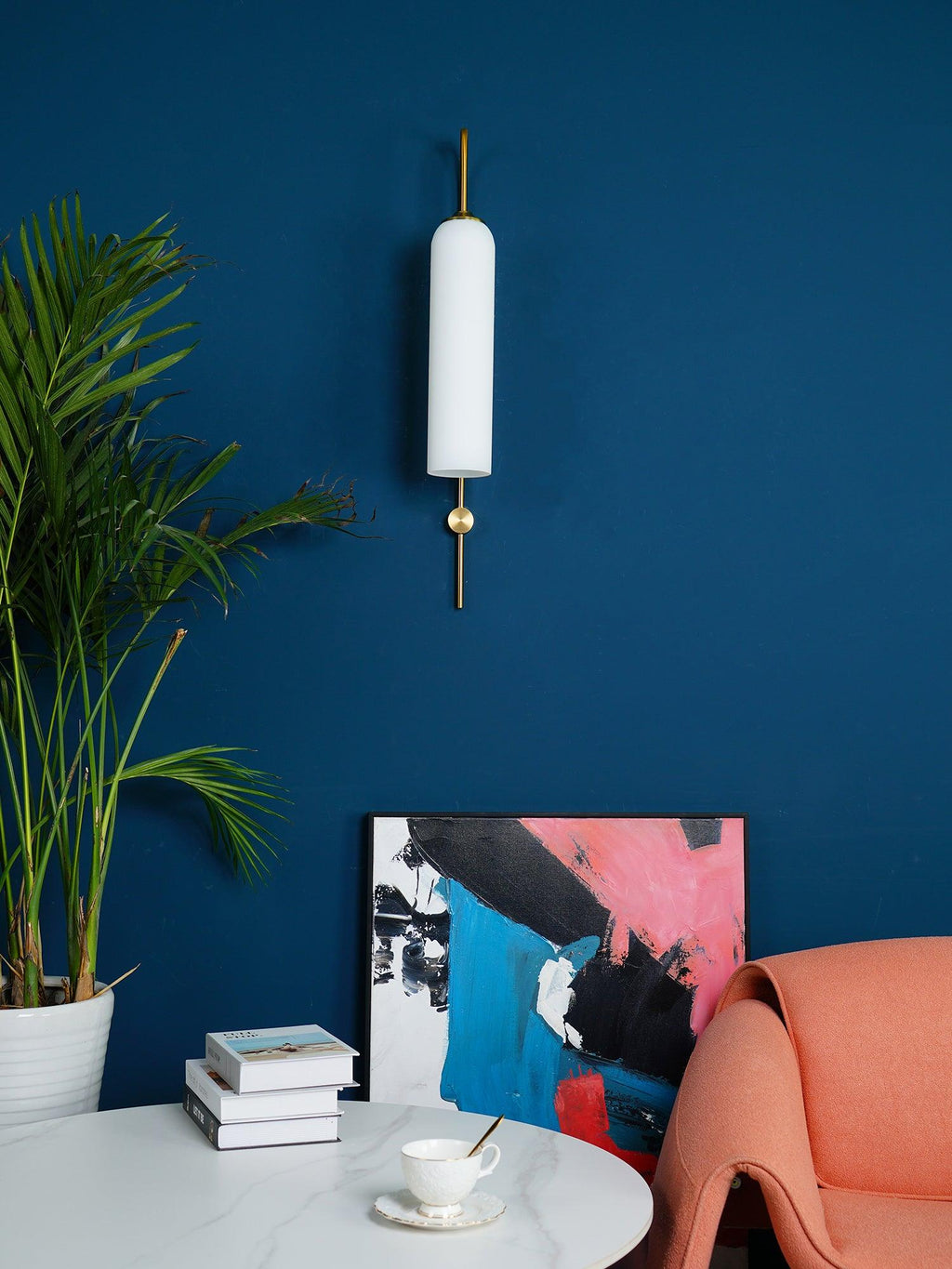 Contemporary Glass Wall Light - W 19cm x H 80cm Metal, Plug-In Wall Sconce, detail 13