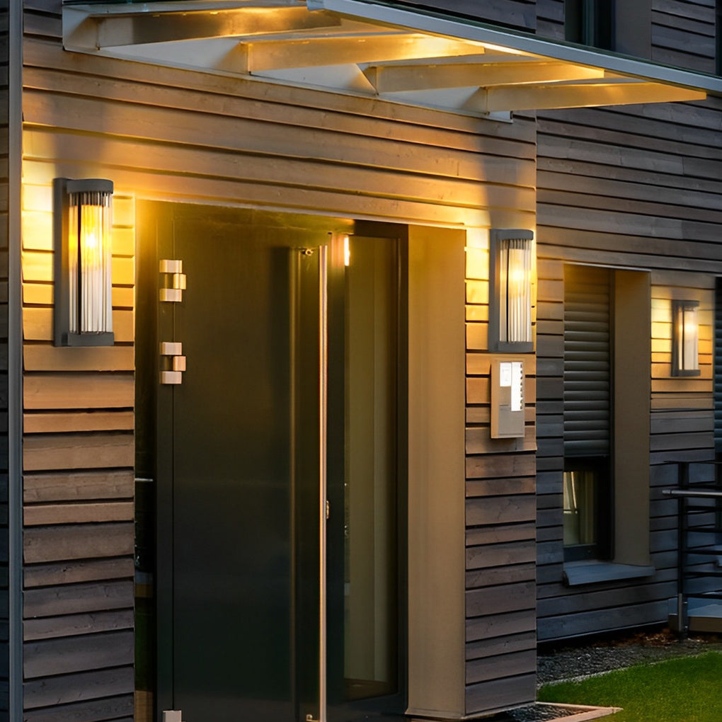 Creative Glass Waterproof LED Black Contemporary Solar Wall Light Exterior Lights, Hardwired Wall Sconce, Stainless Steel, 14.8"