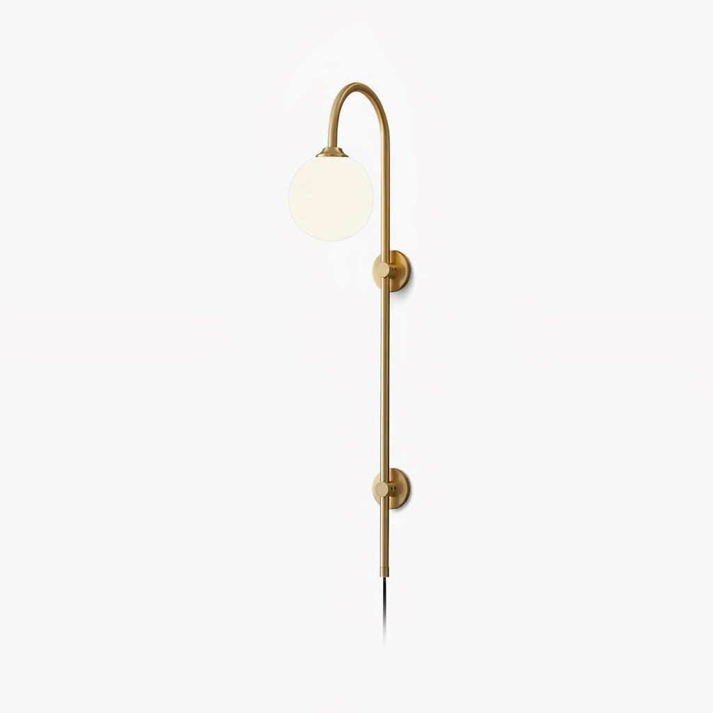 Globe Brass Plug-in Wall Light, Plug-In Wall Sconce, ∅ 5.9″ x H 35.4″