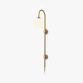 Globe Brass Plug-in Wall Light, Plug-In Wall Sconce, ∅ 5.9″ x H 35.4″