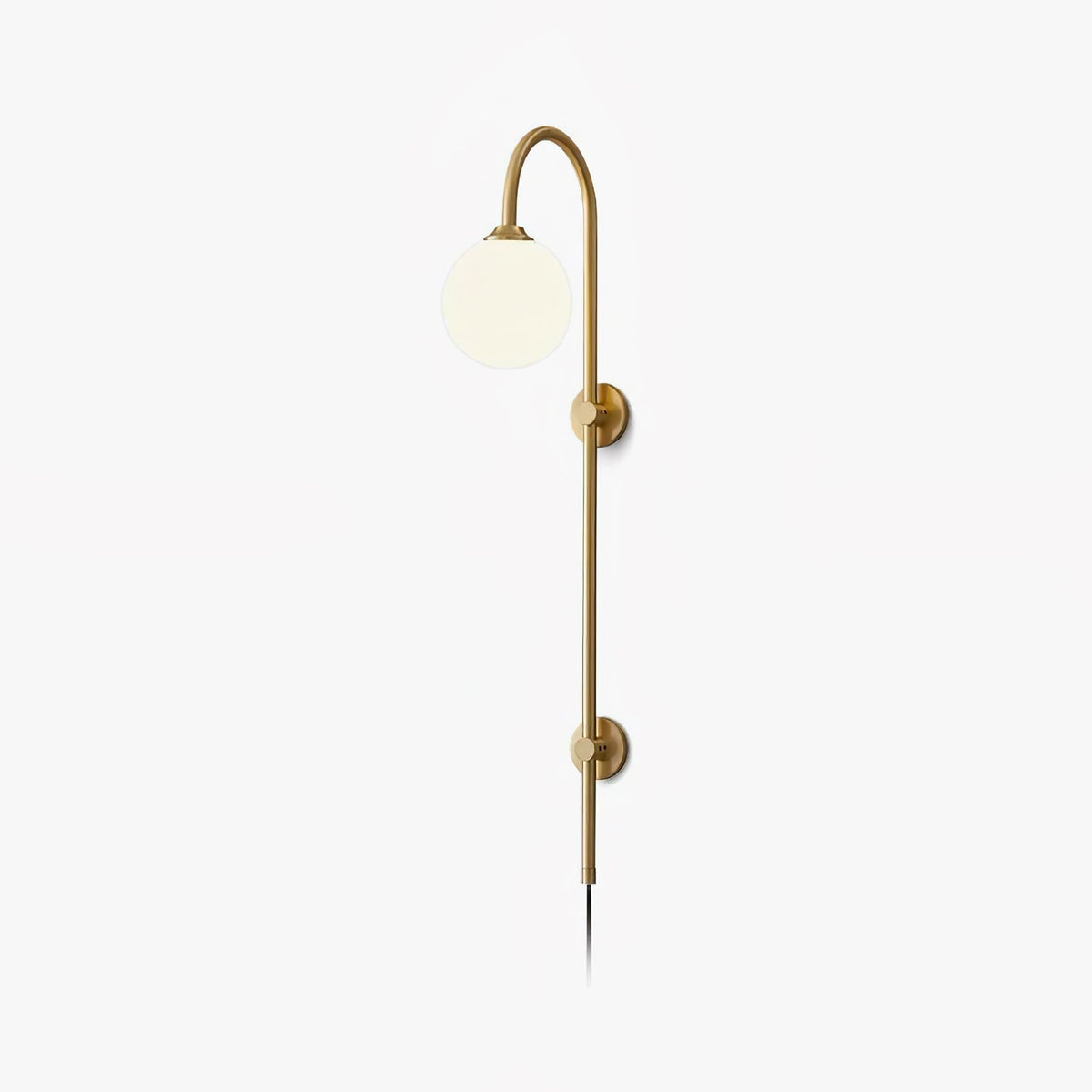 Globe Brass Plug-in Wall Light, Plug-In Wall Sconce, ∅ 5.9″ x H 35.4″
