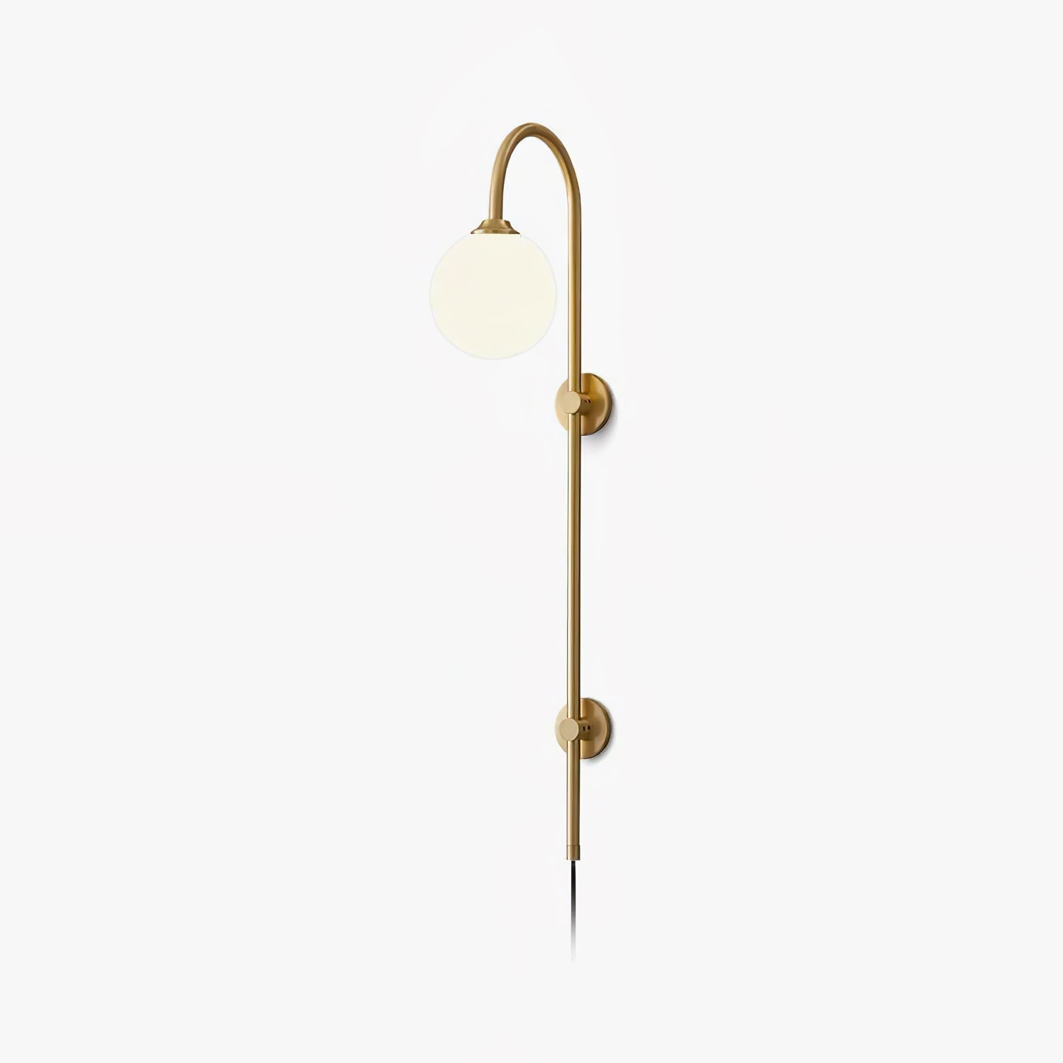 Globe Brass Plug-in Wall Light, Plug-In Wall Sconce, ∅ 5.9″ x H 35.4″