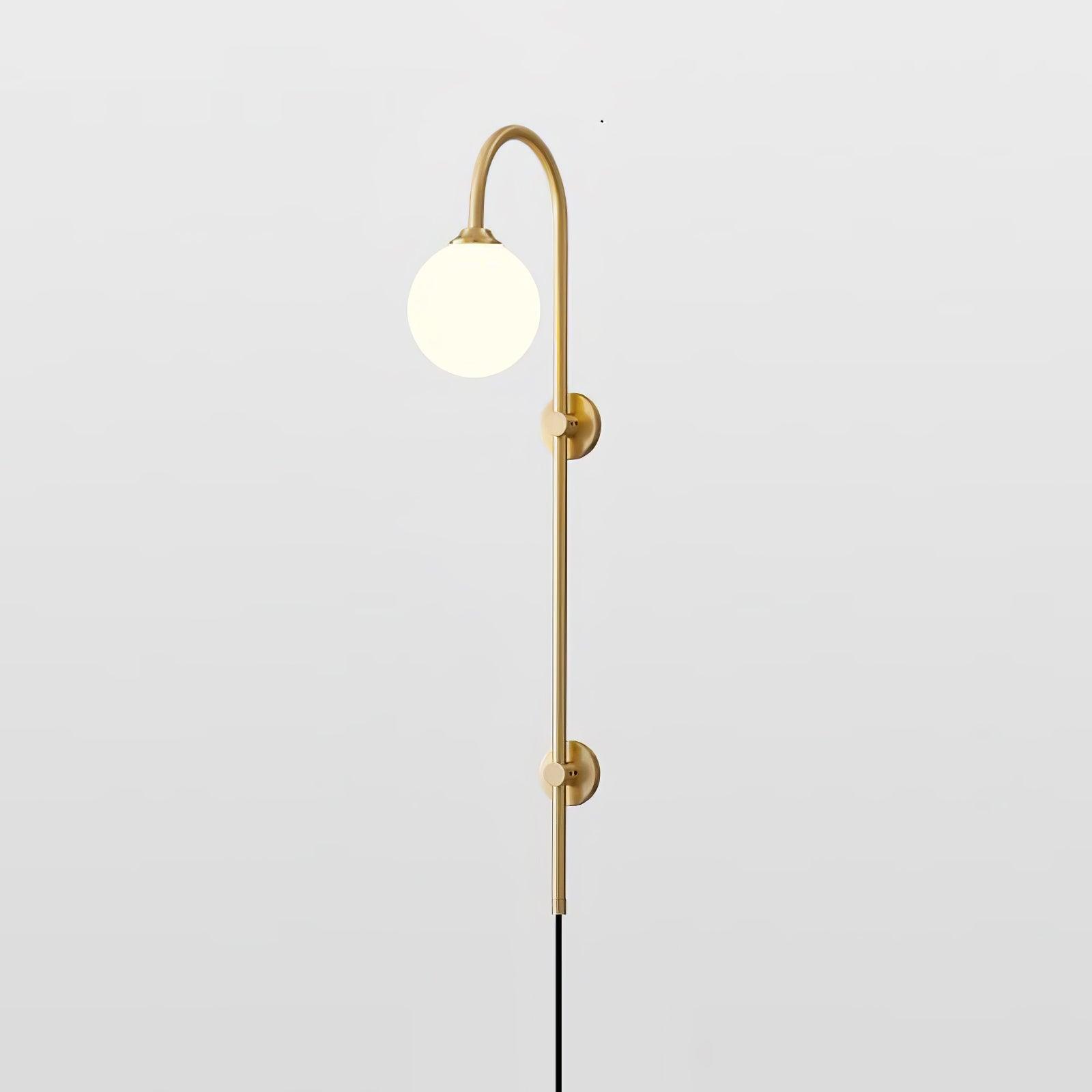 Globe Brass Wall Light, Wall Sconce, Dia 12cm x H 60cm