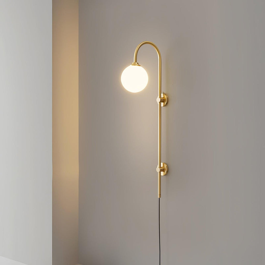 Globe Brass Plug-in Wall Light, Plug-In Wall Sconce, detail 21
