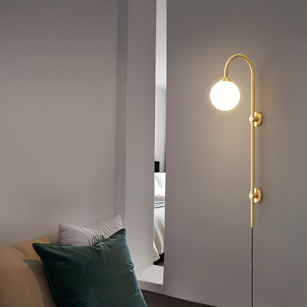 Globe Brass Plug-in Wall Light, Plug-In Wall Sconce, detail 14