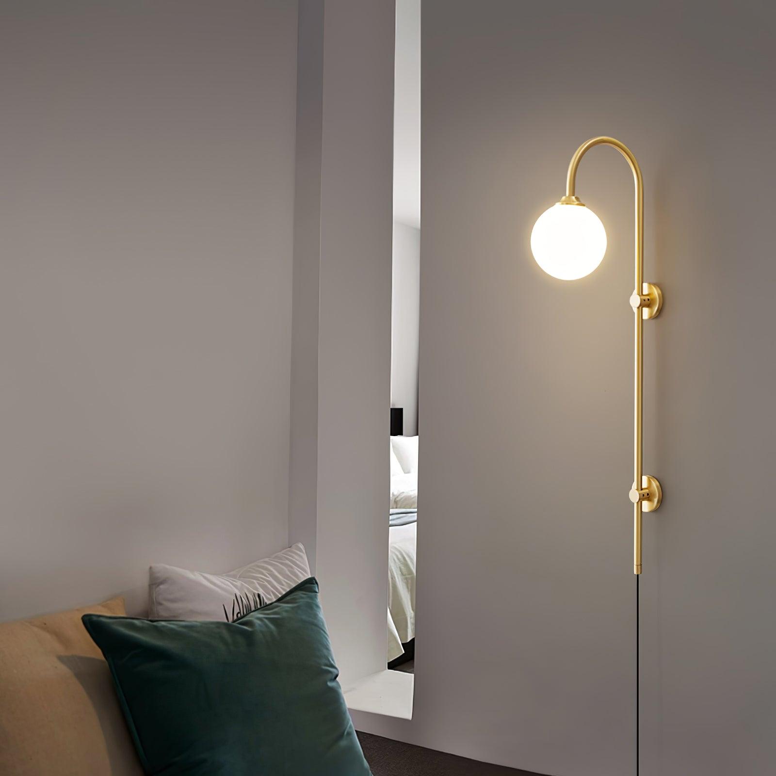 Globe Brass Plug-in Wall Light, Plug-In Wall Sconce, detail 14