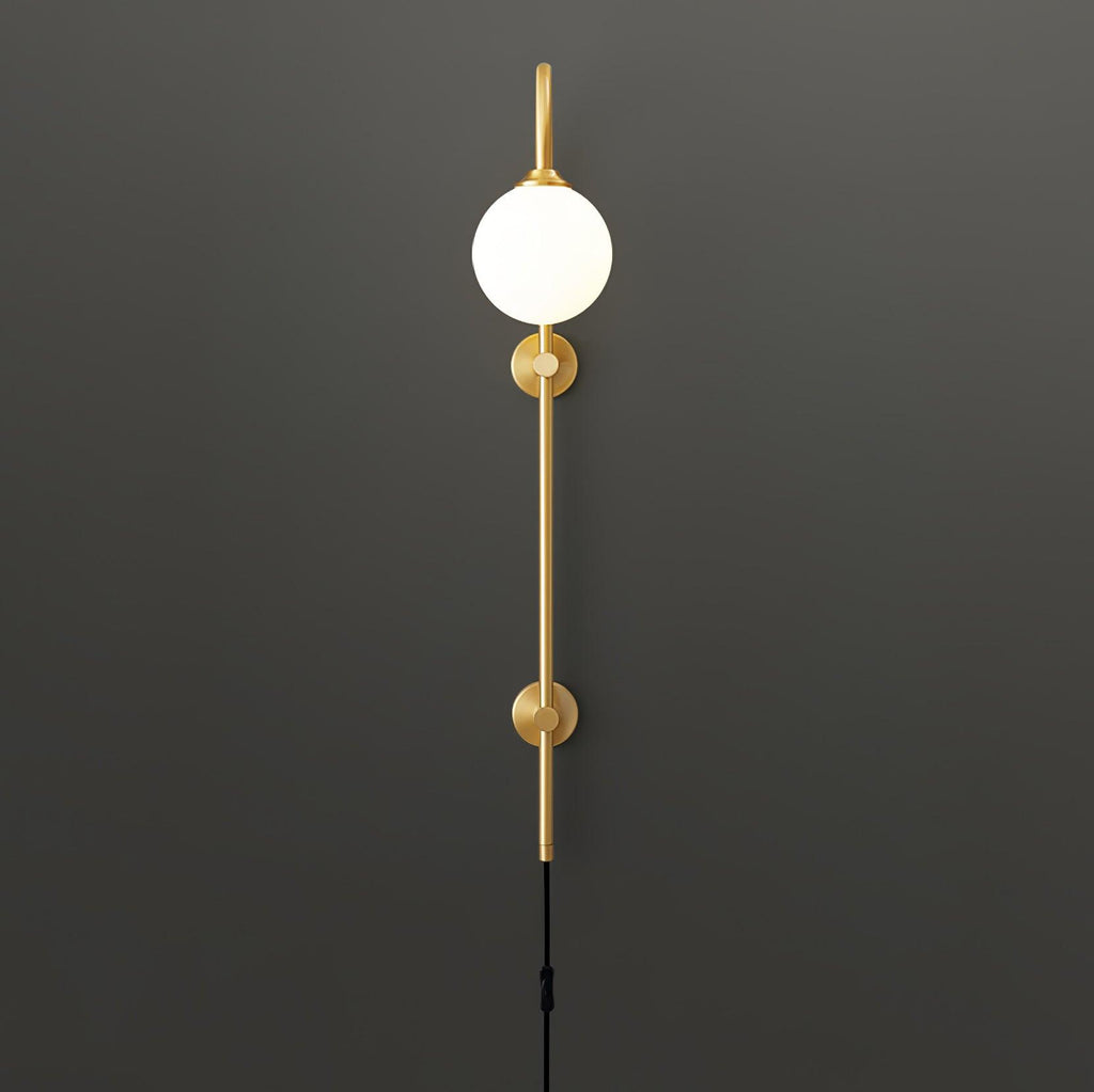 Globe Brass Plug-in Wall Light, Plug-In Wall Sconce, detail 17