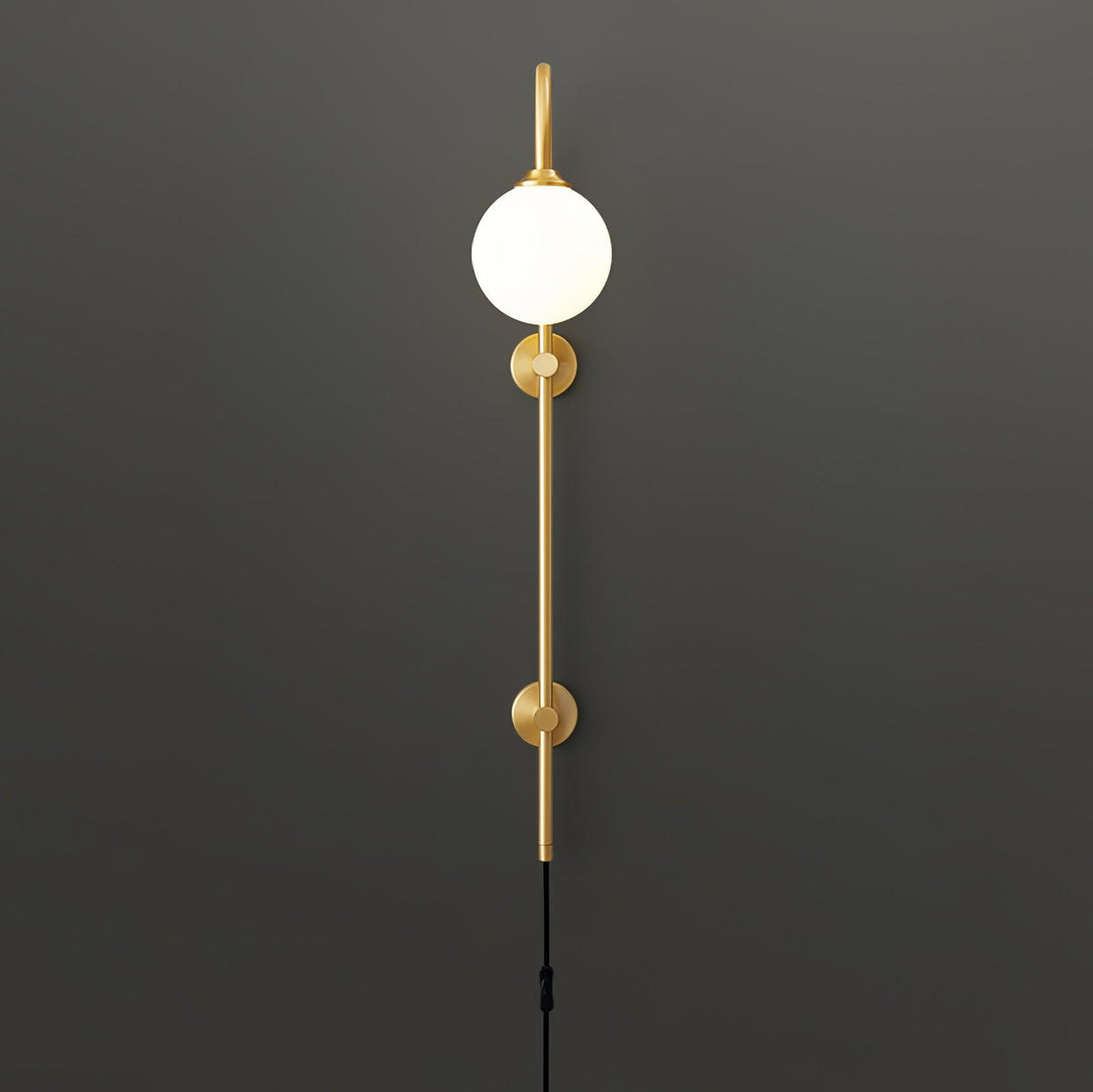 Globe Brass Plug-in Wall Light, Plug-In Wall Sconce, detail 17