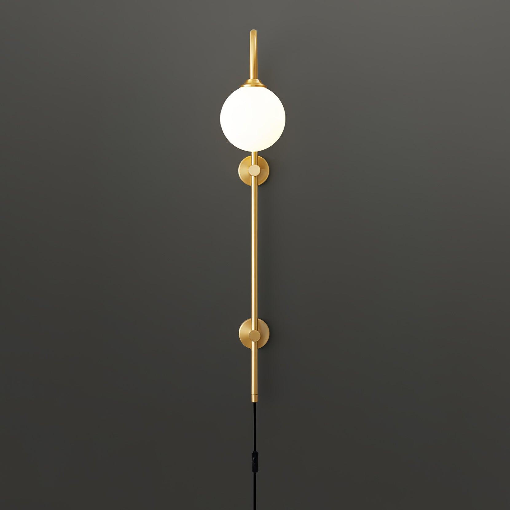 Globe Brass Plug-in Wall Light, Plug-In Wall Sconce, detail 17