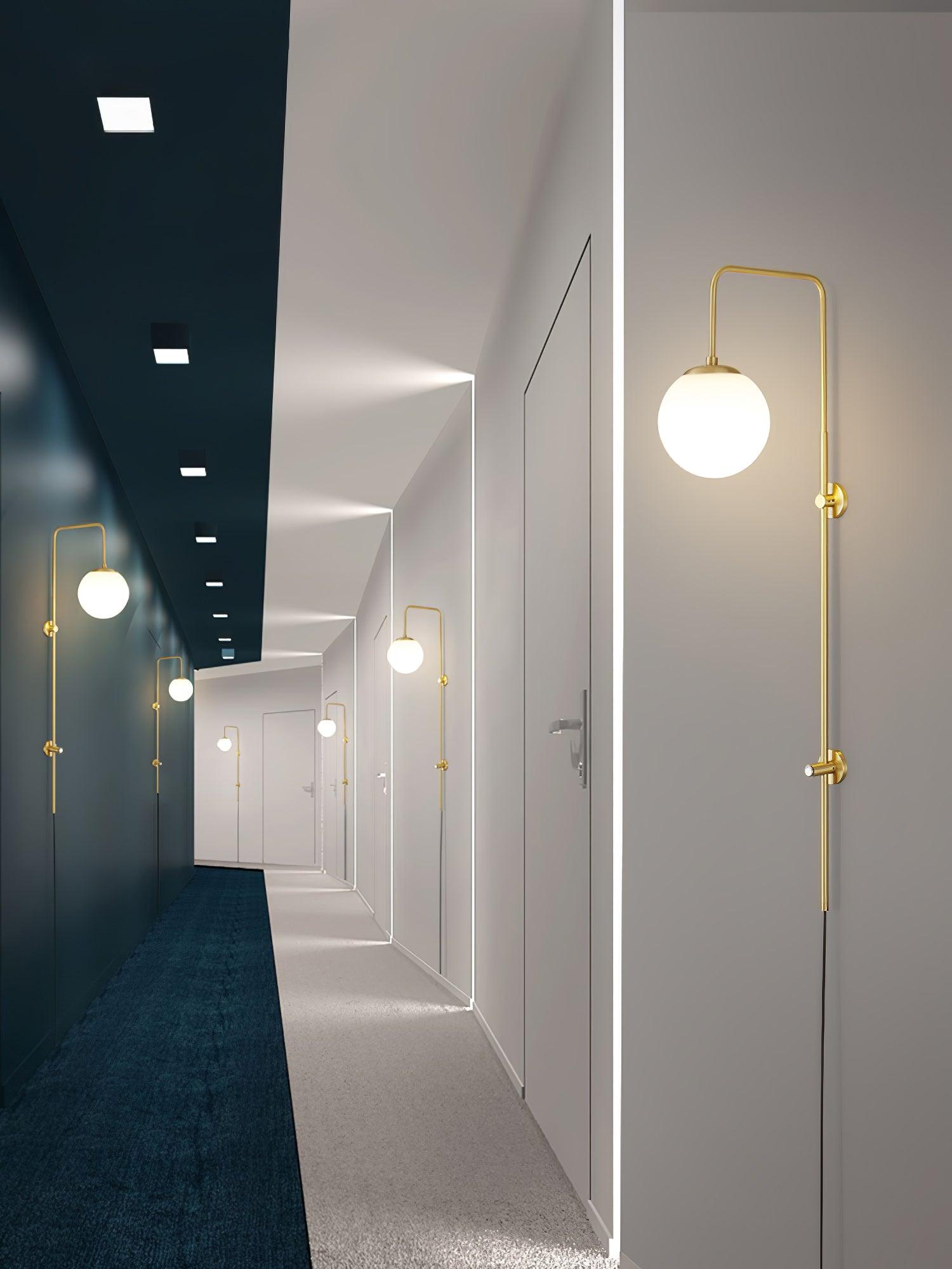 Globe Brass Plug-in Wall Light, Plug-In Wall Sconce, detail 18
