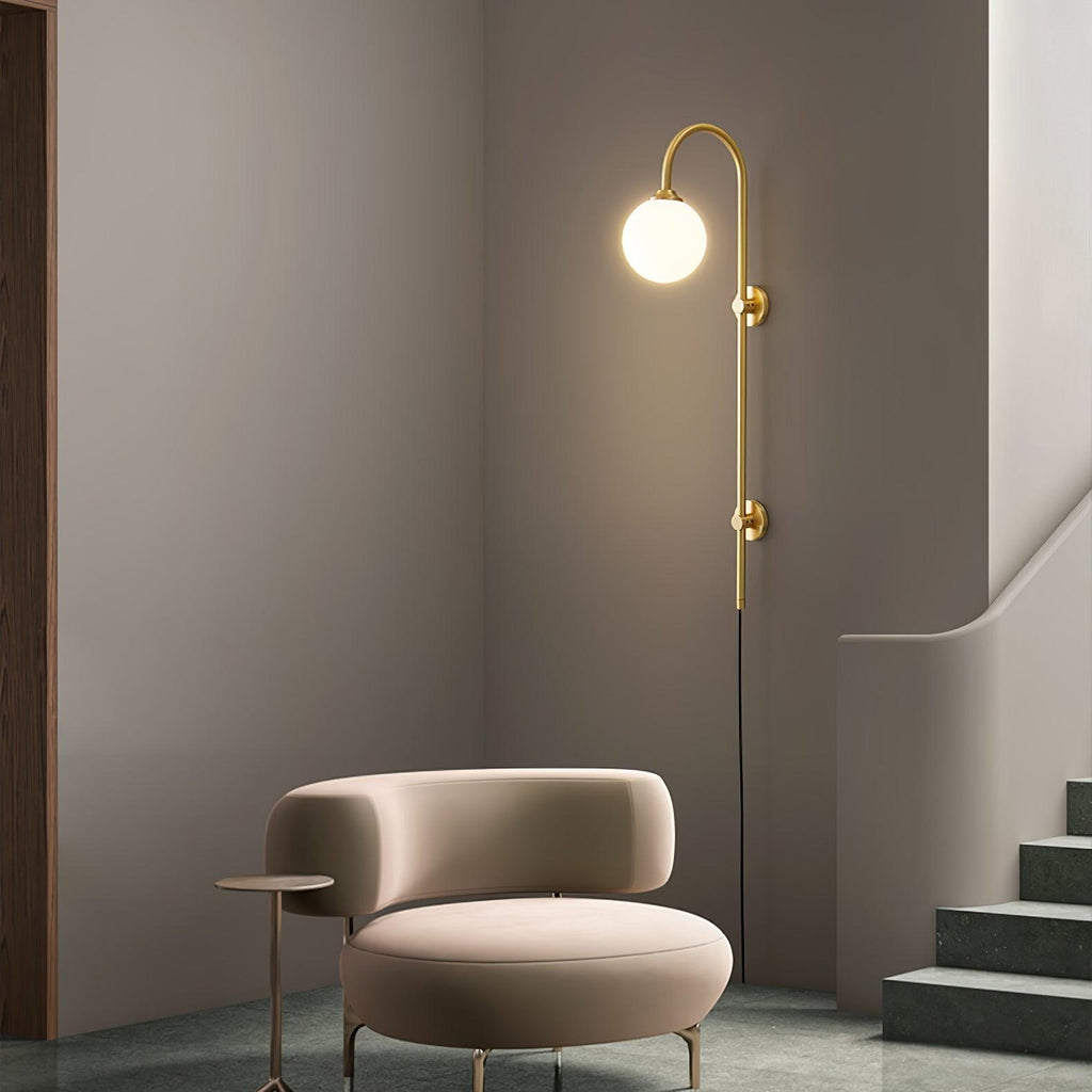 Globe Brass Plug-in Wall Light, Plug-In Wall Sconce, detail 19