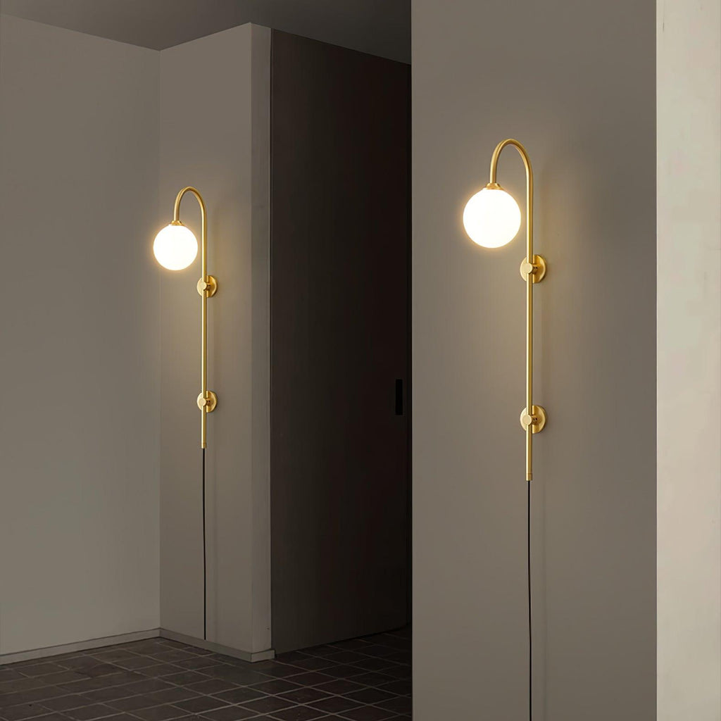 Globe Brass Plug-in Wall Light, Plug-In Wall Sconce, detail 4