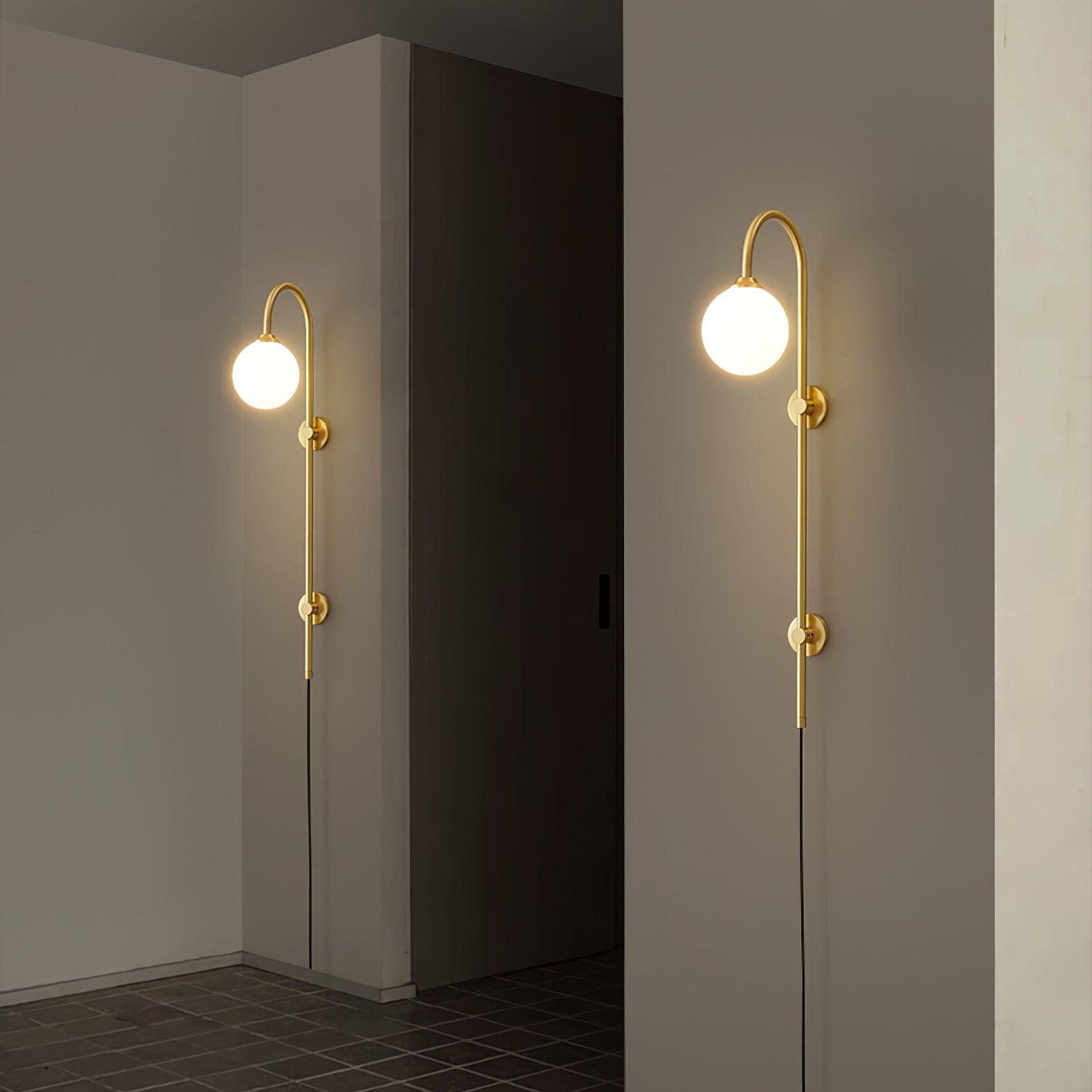 Globe Brass Plug-in Wall Light, Plug-In Wall Sconce, detail 4