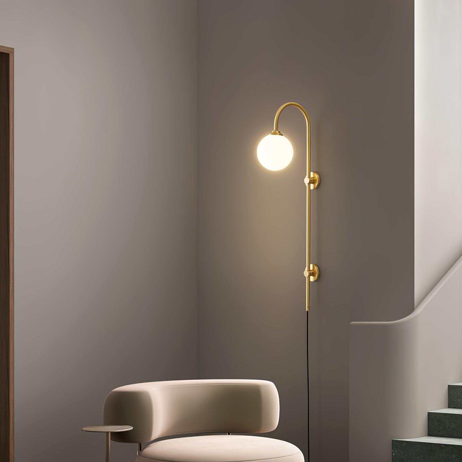 Globe Brass Plug-in Wall Light, Plug-In Wall Sconce, detail 20
