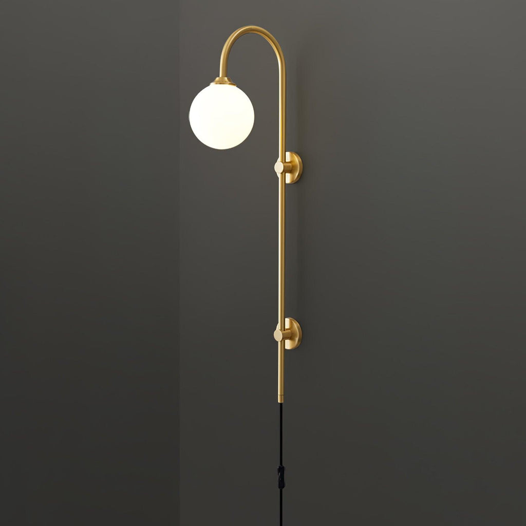 Globe Brass Plug-in Wall Light, Plug-In Wall Sconce, detail 22
