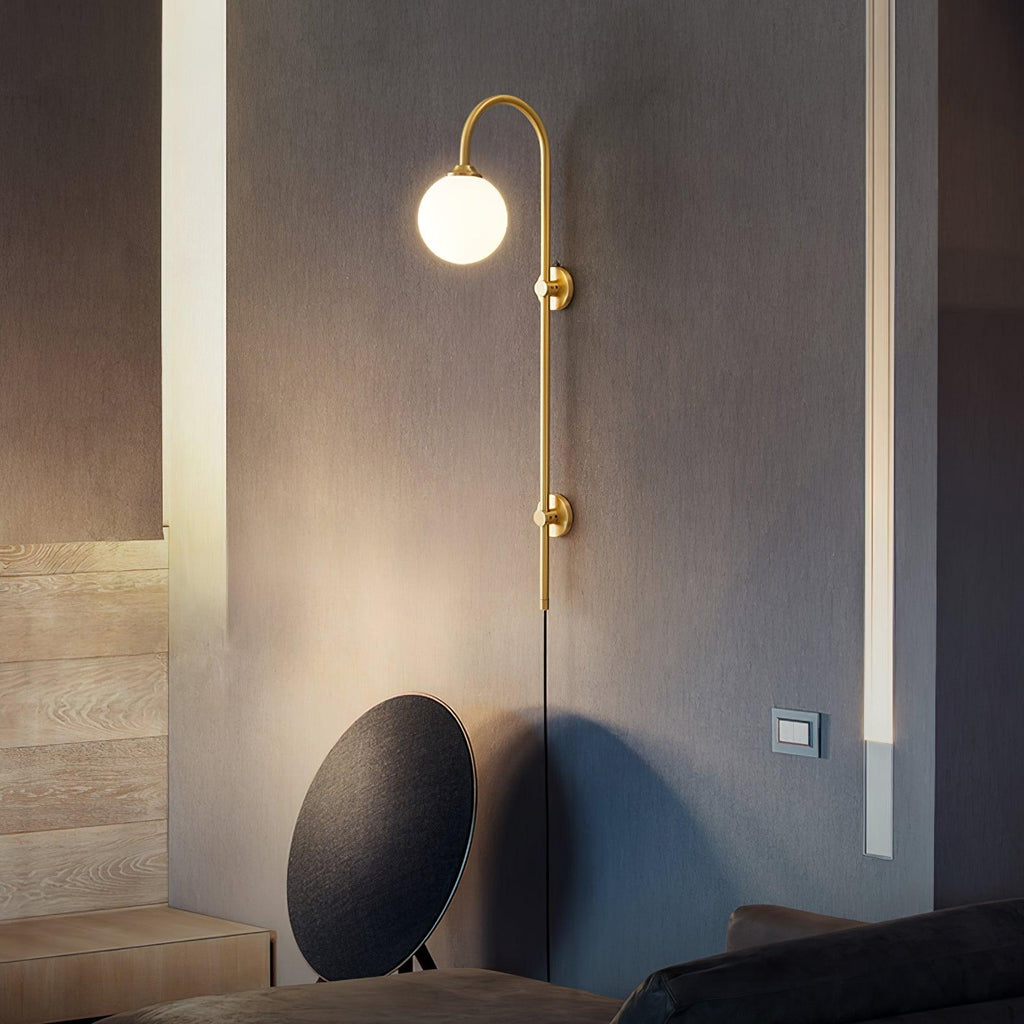 Globe Brass Wall Light, Wall Sconce, detail 4