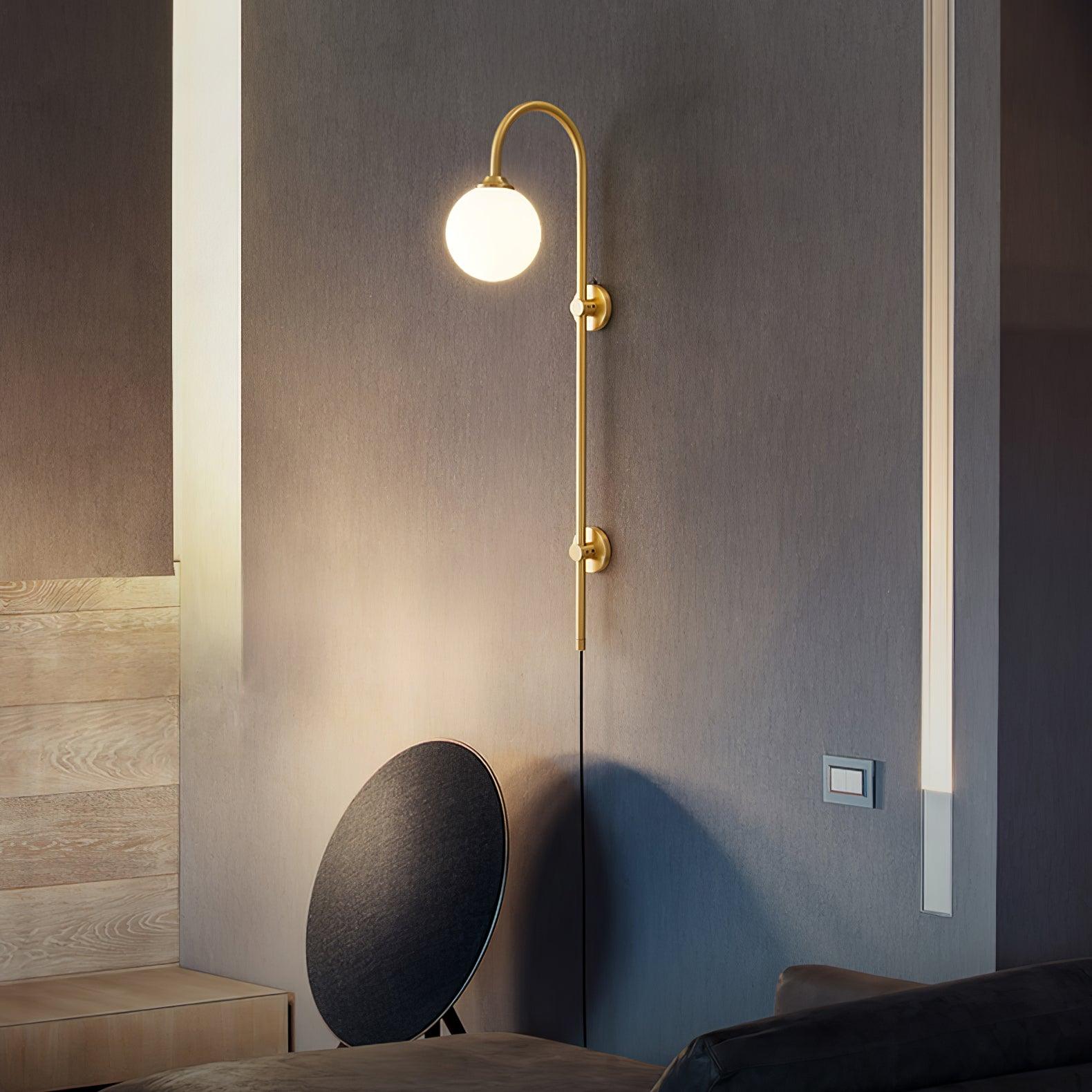 Globe Brass Wall Light, Wall Sconce, detail 4