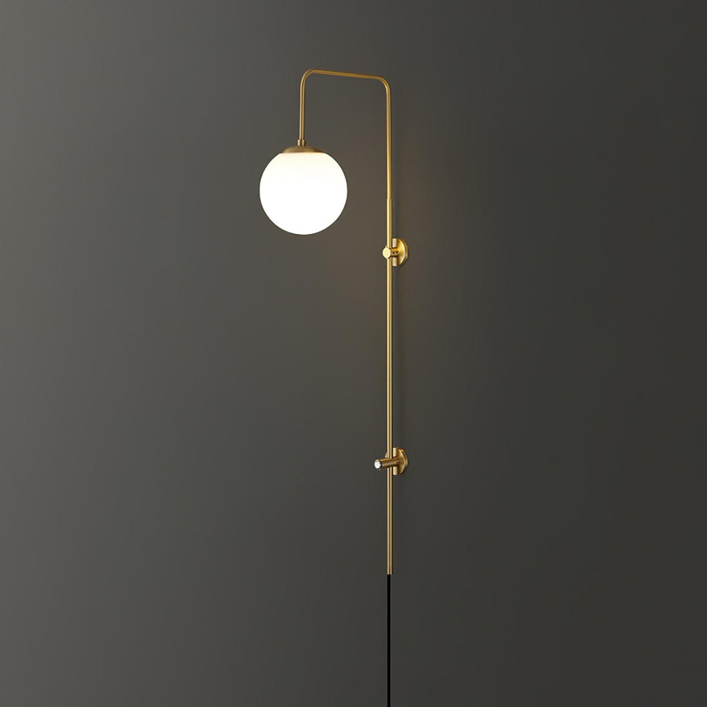 Globe Brass Plug-in Wall Light, Plug-In Wall Sconce, detail 23