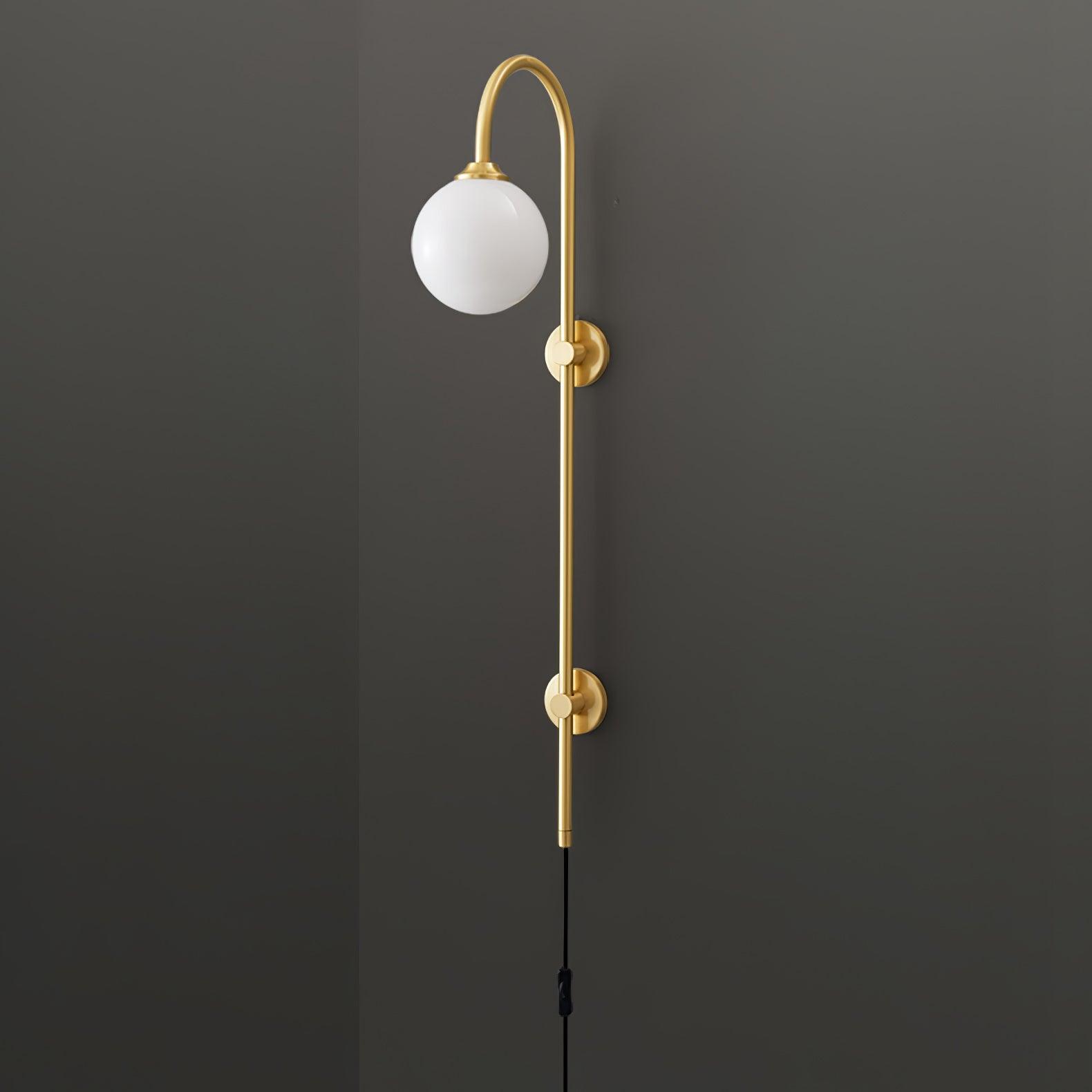 Globe Brass Plug-in Wall Light, Plug-In Wall Sconce, detail 9