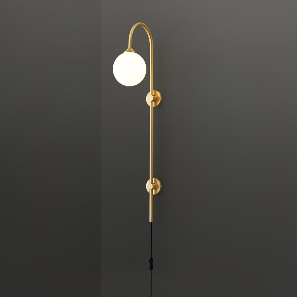 Globe Brass Plug-in Wall Light, Plug-In Wall Sconce, detail 10