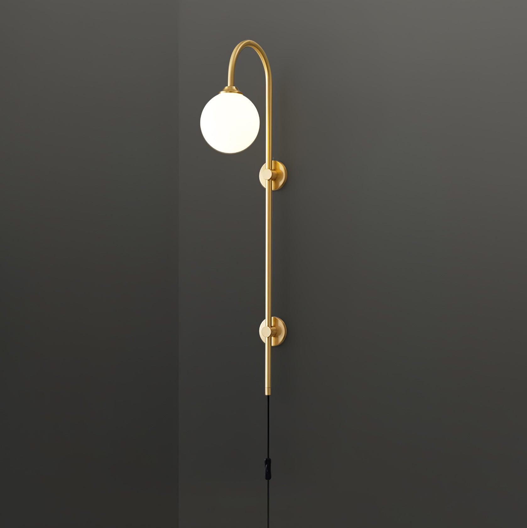 Globe Brass Plug-in Wall Light, Plug-In Wall Sconce, detail 10