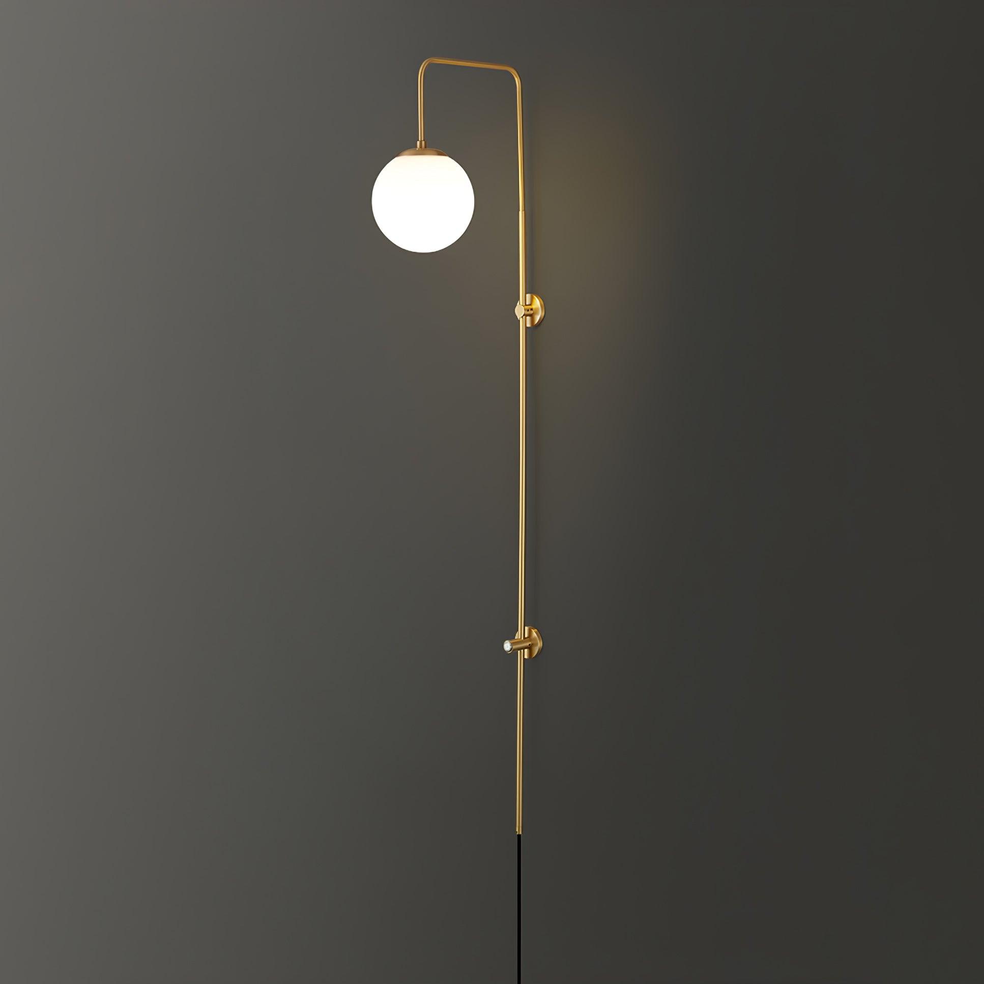 Globe Brass Plug-in Wall Light, Plug-In Wall Sconce, detail 11