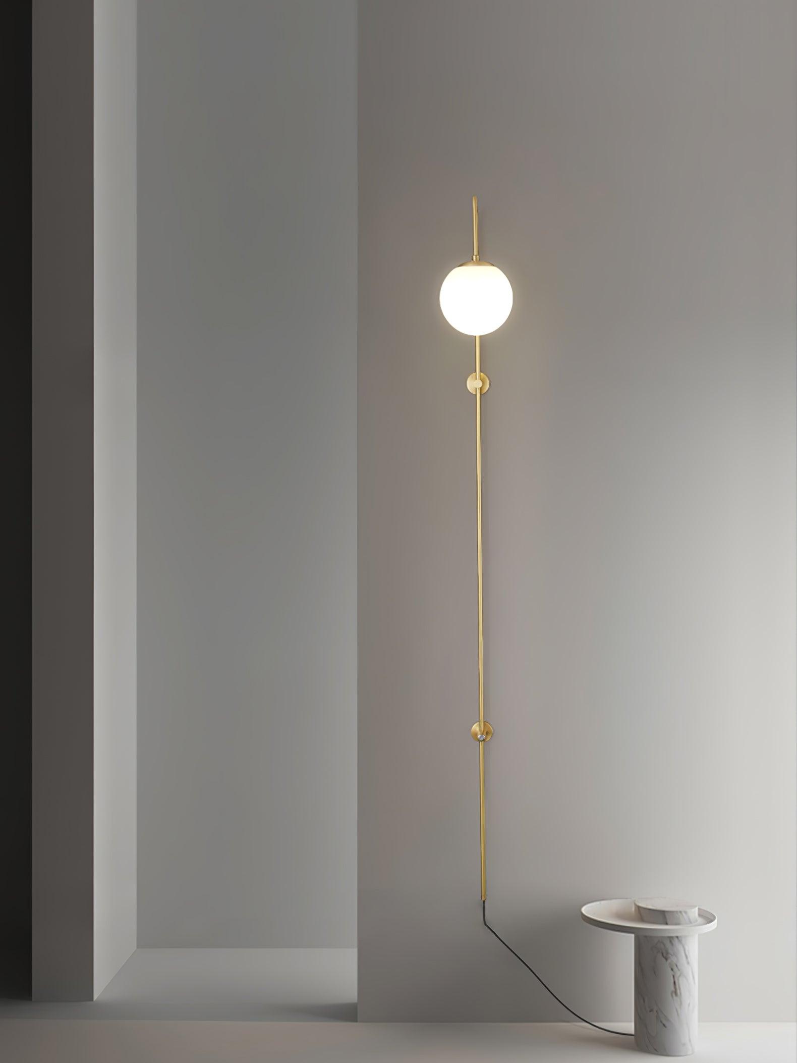 Globe Brass Plug-in Wall Light, Plug-In Wall Sconce, detail 12