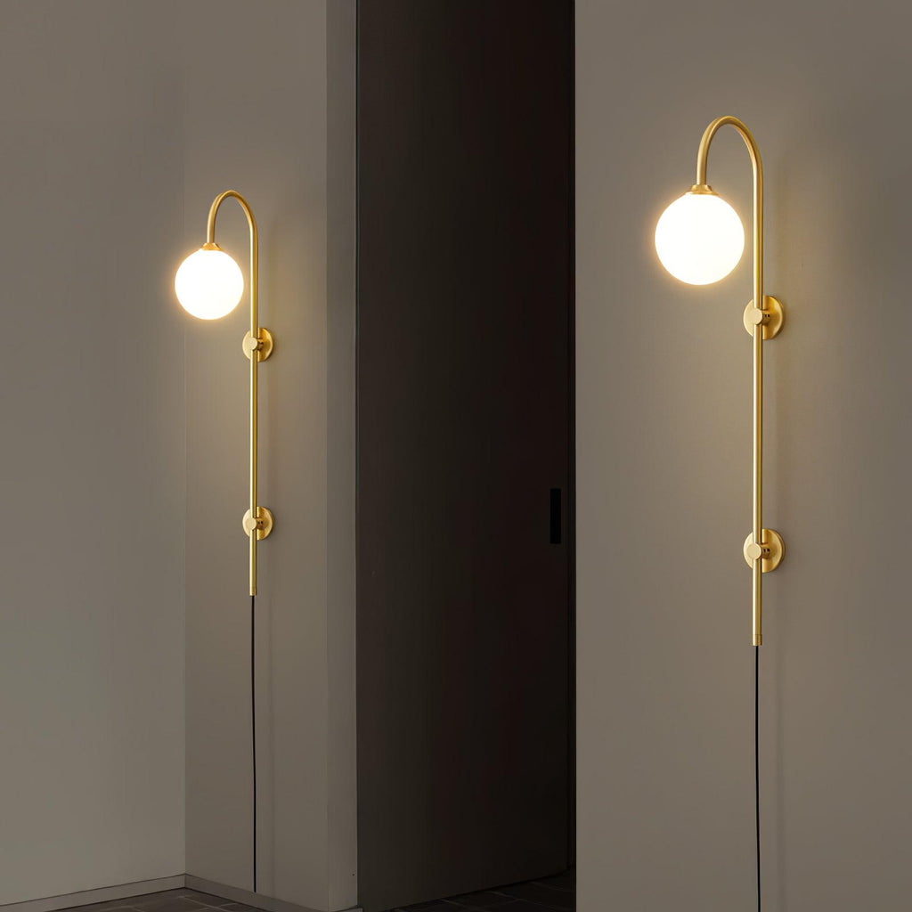 Globe Brass Plug-in Wall Light, Plug-In Wall Sconce, detail 8