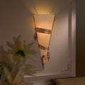 Gold Leaf Hand Made Opaque Glass Wall Light, Bedroom Wall Sconce, Height 62 cm
