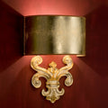 Gold Murano Glass Fleur De Lis Wall Light, Bedroom Wall Sconce, Height 58 cm