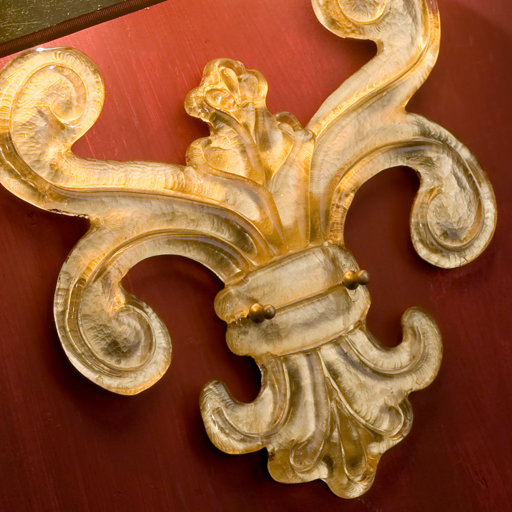 Gold Murano Glass Fleur De Lis Wall Light, Bedroom Wall Sconce, detail 2