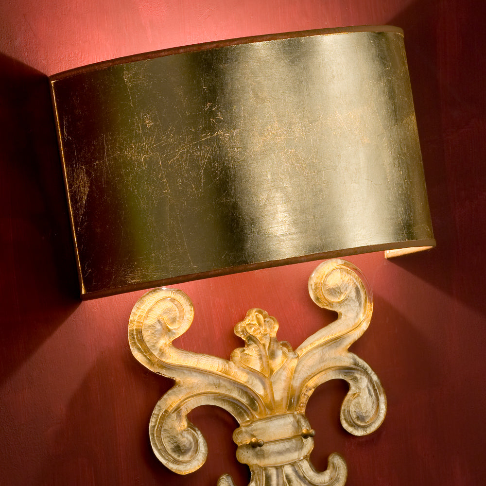 Gold Murano Glass Fleur De Lis Wall Light, Bedroom Wall Sconce, detail 3