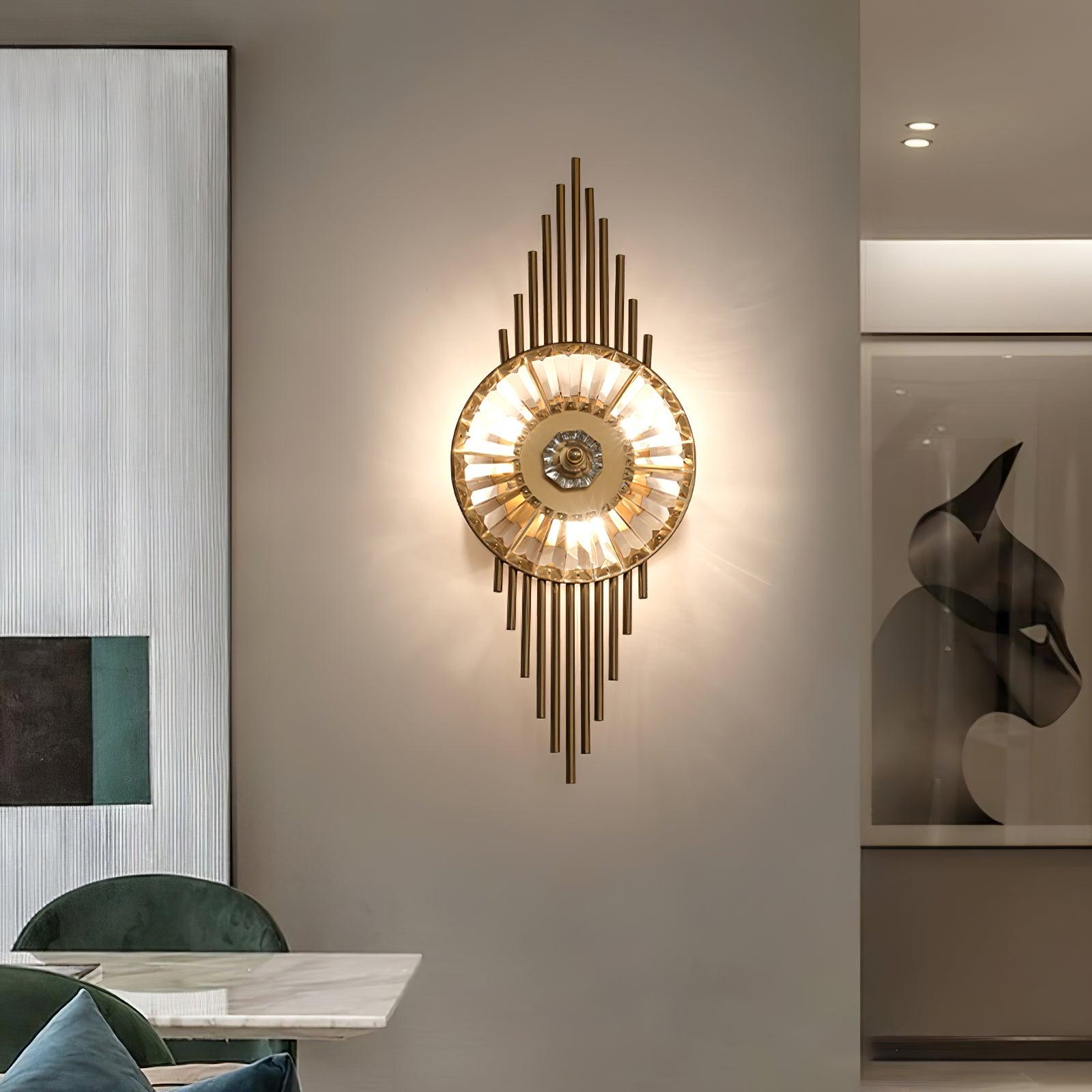 Crystal Gear Gold Wall Light, Hardwired Wall Sconce, detail 3
